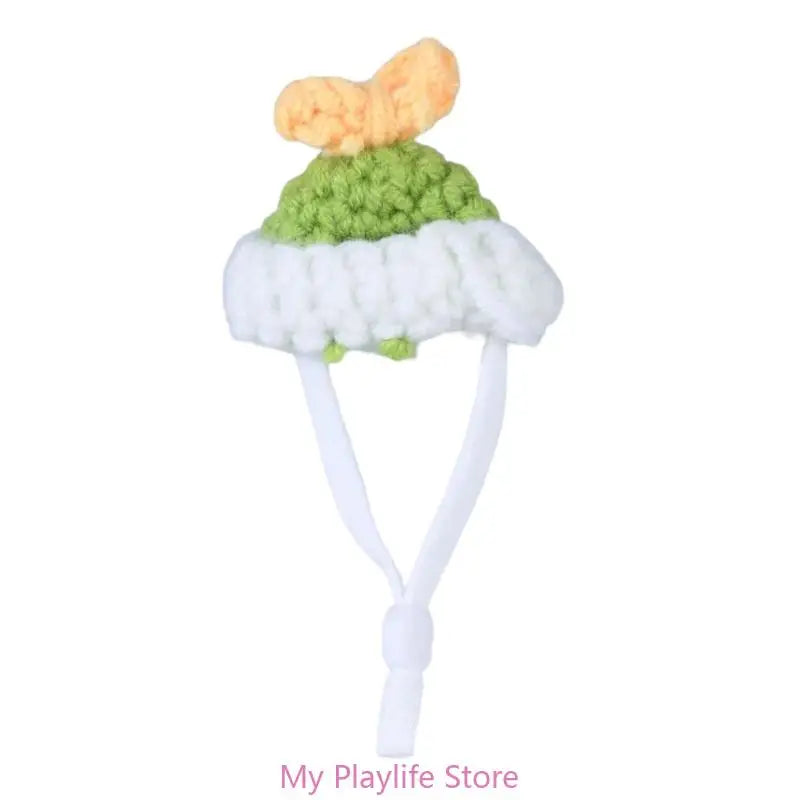 Handmade Crochet Small Pet Hat Adjustable Neckstrap Hamster Cartoon Zpaxo 04