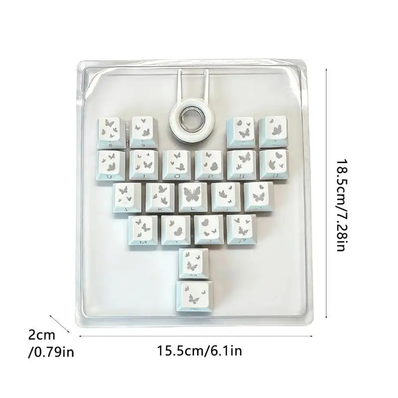 652F Butterfly Heart Keycaps Height PBT 21 Keys Gaming Office Zpaxo