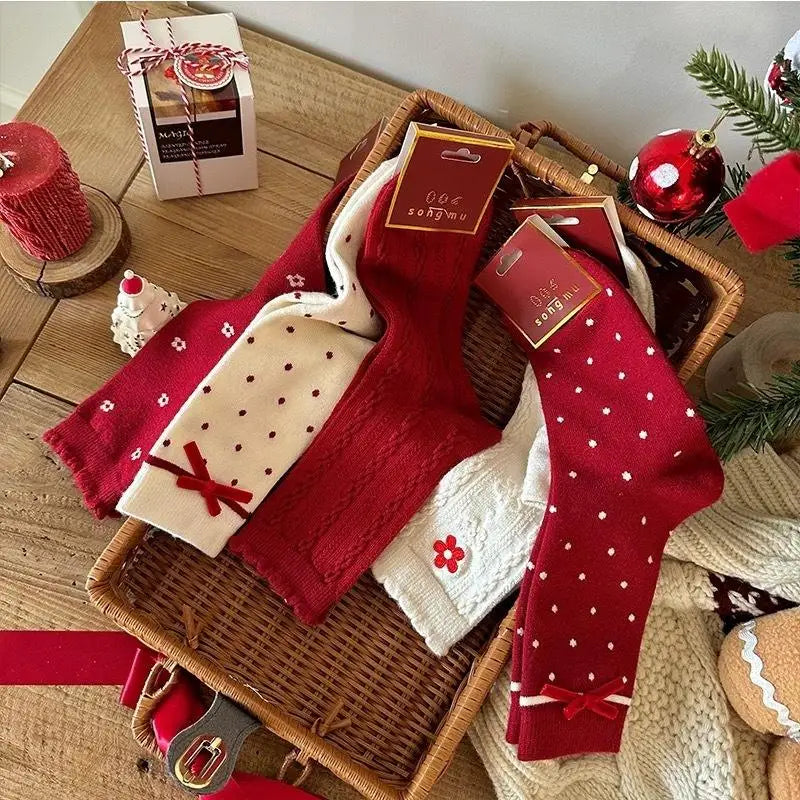 5 Pairs Christmas Socks Women Cute Santa Claus Autumn Winter Elk Zpaxo