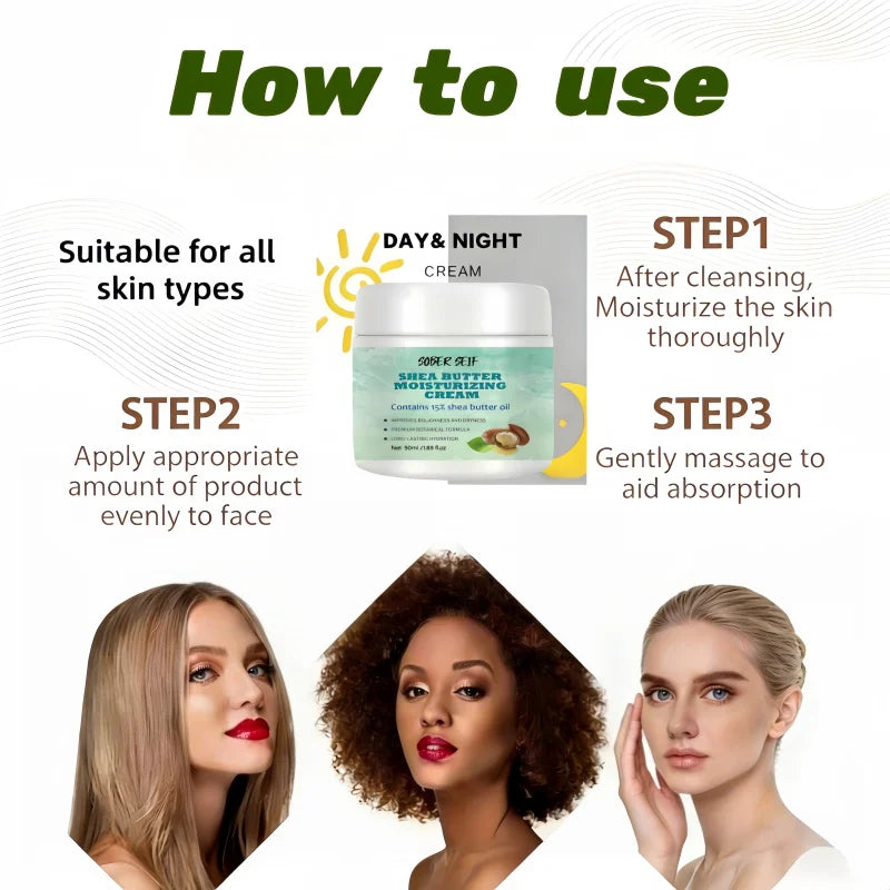 Shea Butter Hyaluronic Acid Multi‑Effect Face Cream 50ml Hydrating Firming Soothing Daily Skin Care Cream Zpaxo