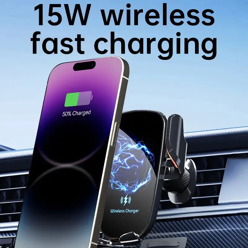 UYUXIO Manual Clamp Wireless Car Charger 15 Fast Charging Air Vent