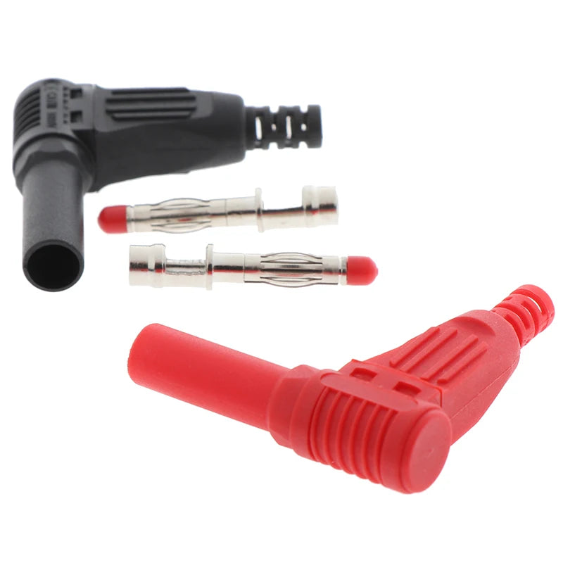 CM2Pcs Red+black Male Right Angle Insulation Banana Plug Multimeter