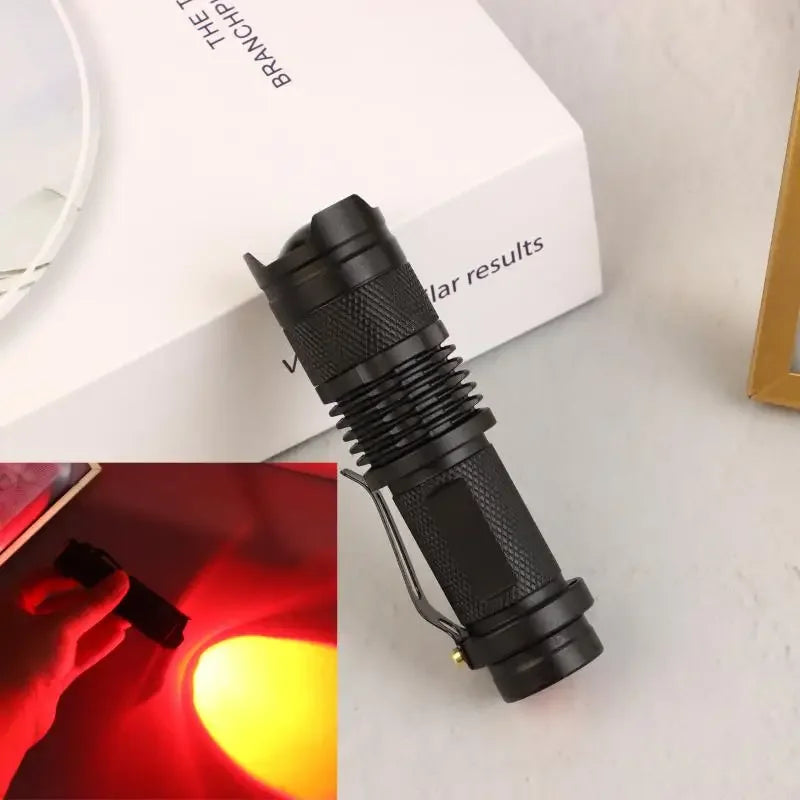 1Pcs EDC Torch Lamp Lantern LED Red Beam Light Flashlight Against Deteriorating Eyesight Powerful Tactical Hunting Flashlight Zpaxo