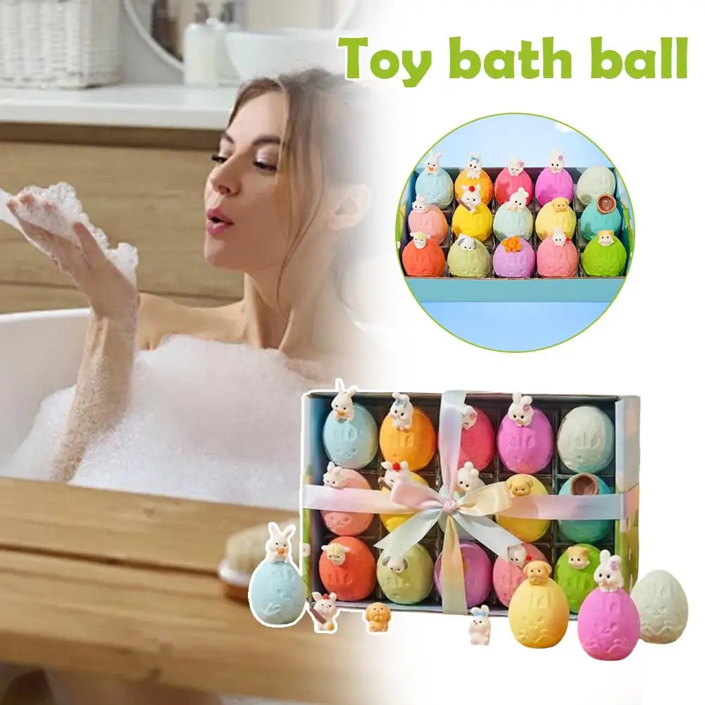 15Pcs/Set Easter Egg Bath Bombs With Surprise Bunny Toys Natural Essential Oil Infused Fizzy Bath Salt Balls For Children Bath Zpaxo