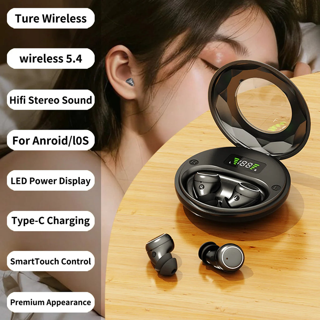 Wireless Bluetooth Earphone Noise Cancelling Earbuds Ear Buds Mini Zpaxo black