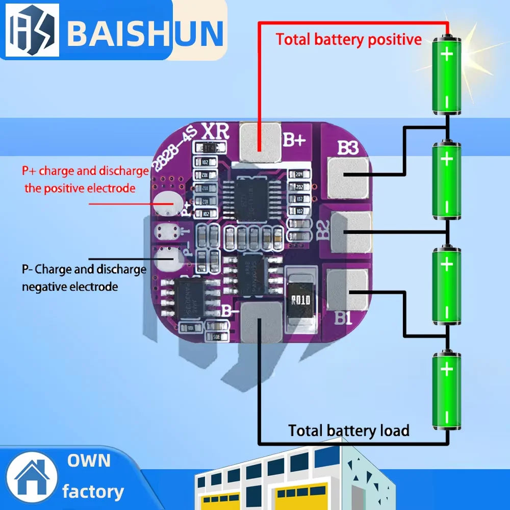 4S 5A 3.7v 16.8V 14500 Battery Packs Charge Board BMS 14.8V Same Port Lithium Battery Protection Board Zpaxo