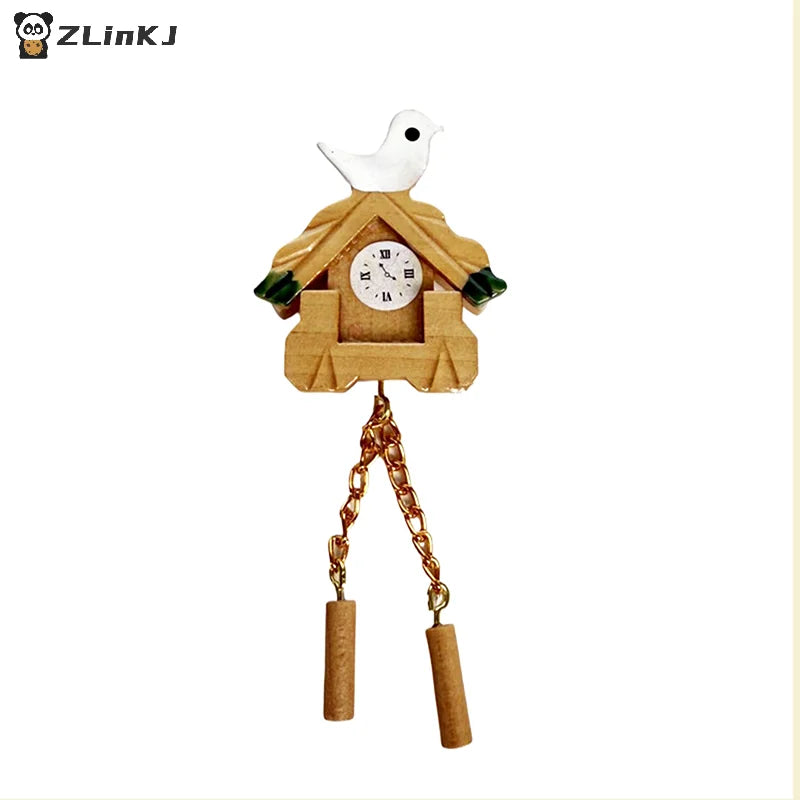 ▶1:12 Dollhouse Miniature Bird Wall Clock Furniture Home Model Decor Toy Doll House Accessories Zpaxo