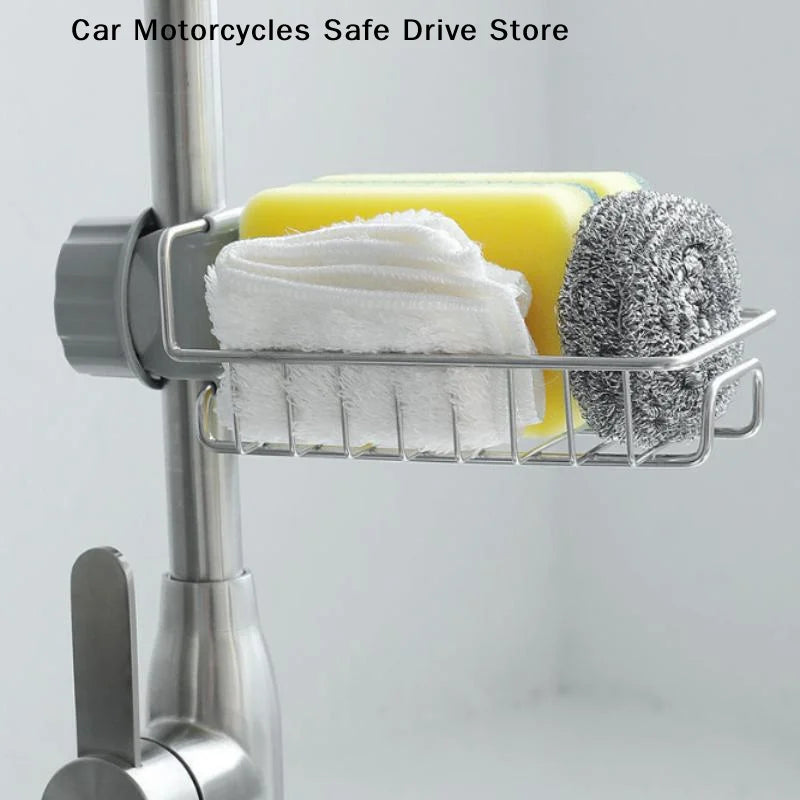 Kitchen Stainless Steel Sink Drain Rack Sponge Storage Faucet Holder
