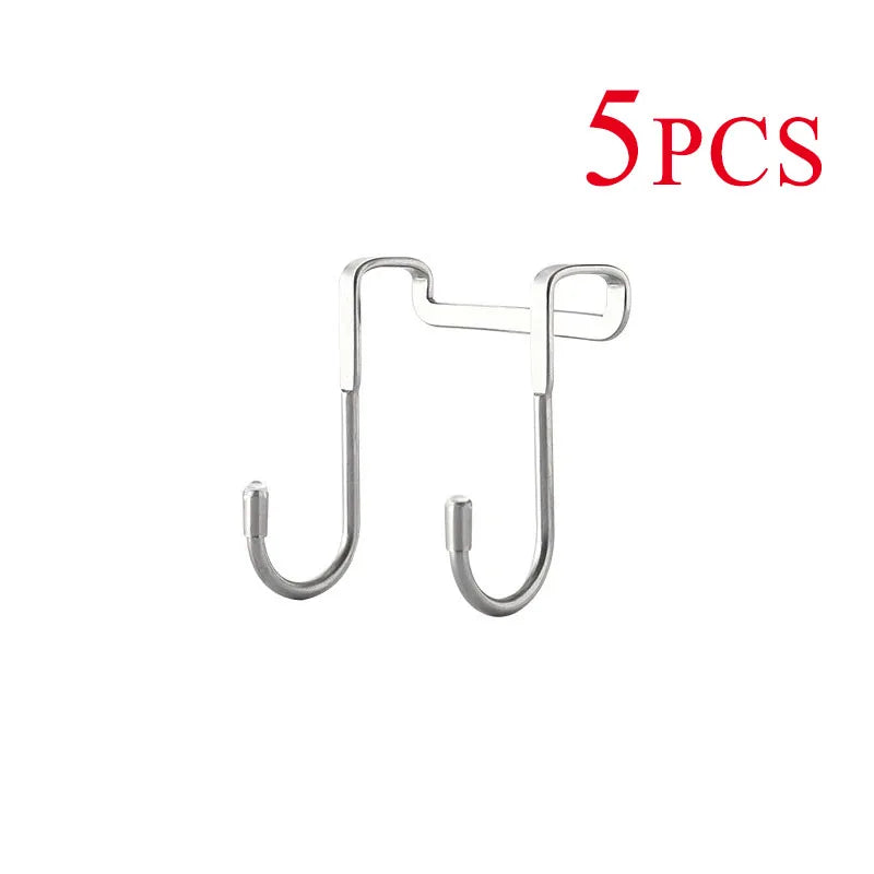 S-Type Stainless Steel Door Hooks | No-Drill Cabinet Hangers