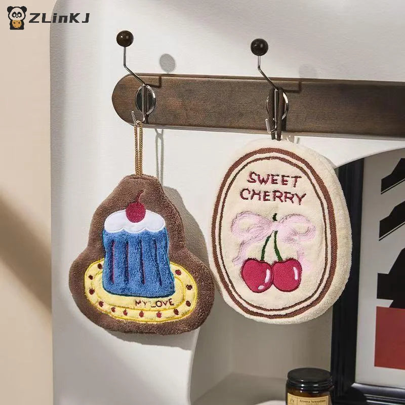 ▶1PCS Cute Cheese Bread Cake Shape Super Water-absorbing Soft Hand Towel For Bathroom Kitchen Washing Hands Cloth Zpaxo