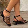 2026 Summer Fashion Shoes Ladies Sandals Women's Lace Mesh Square Toe Zpaxo black 37