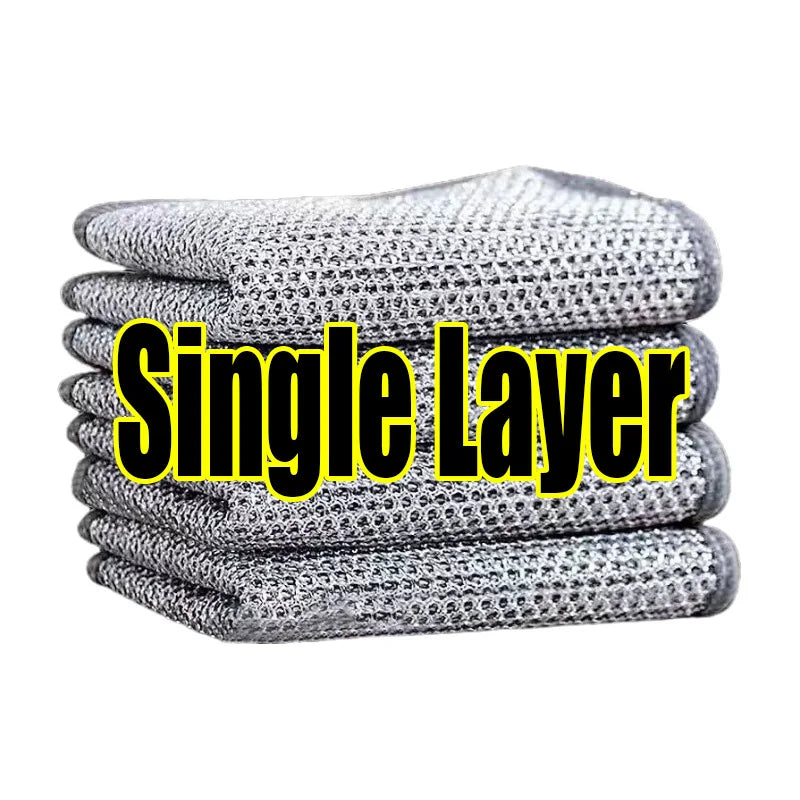 Steel Wire Cleaning Cloths SingleDouble Layer Metal Silver Wire Dishwashing Towels Kitchen Pot Pan Dish Non Stick Oil Rags Cloth Zpaxo Single Layer 20pcs