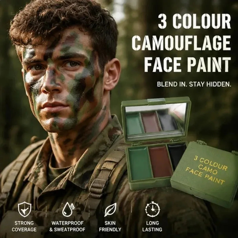 Three-Color Camouflage Face Painting Tactical Outdoor Cs Field Equipment Realistic Camouflage Makeup Oil for Disguise ＆ Blending Zpaxo