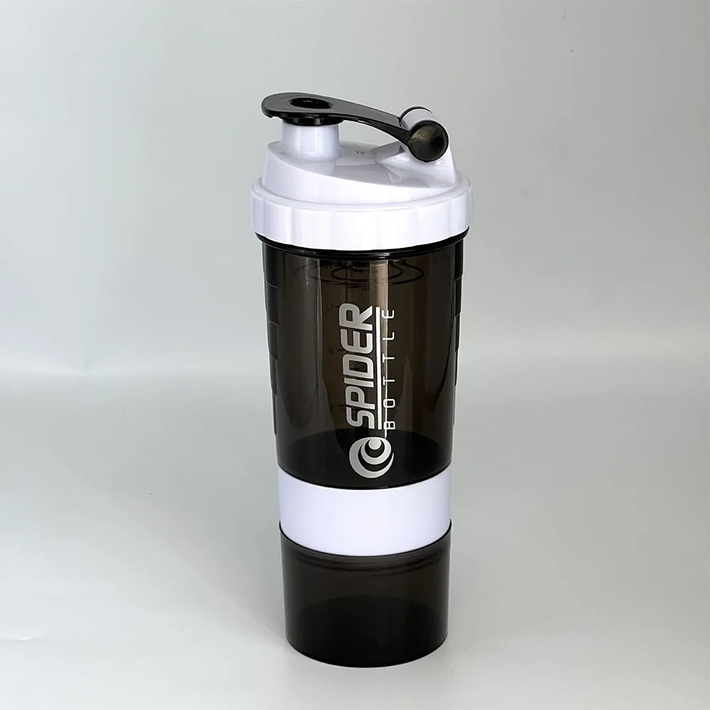 3 Layers Shaker Protein Bottle Powder Shake Cup Water Bottle Plastic Mixing Cup Body Building Exercise Bottle Zpaxo Red 501-600ml