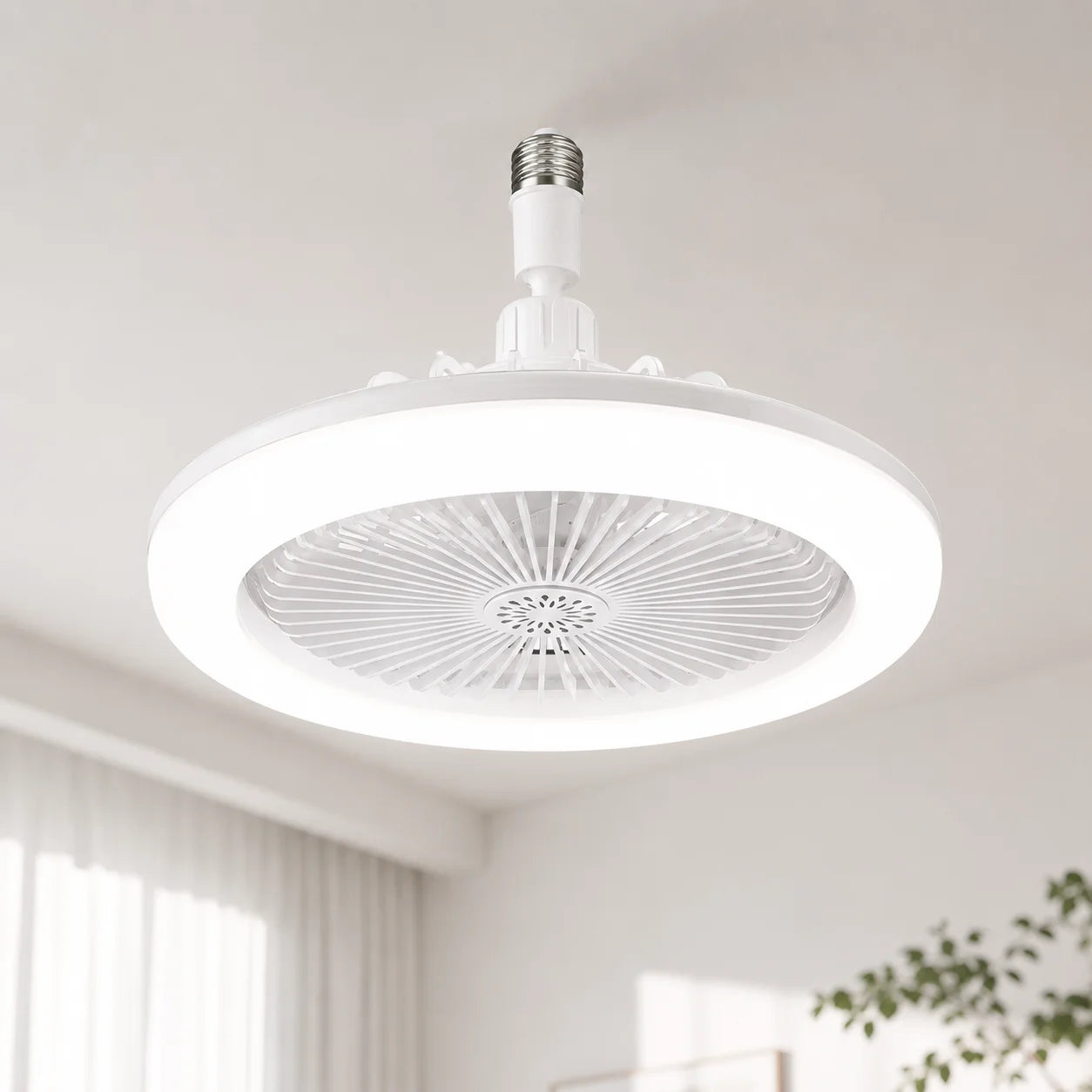 3 in 1 E27 Ceiling Fan Light with Remote Control Rotatable LED Lamp Converter Base for Bedroom Living Room Kitchen Home Decor Zpaxo