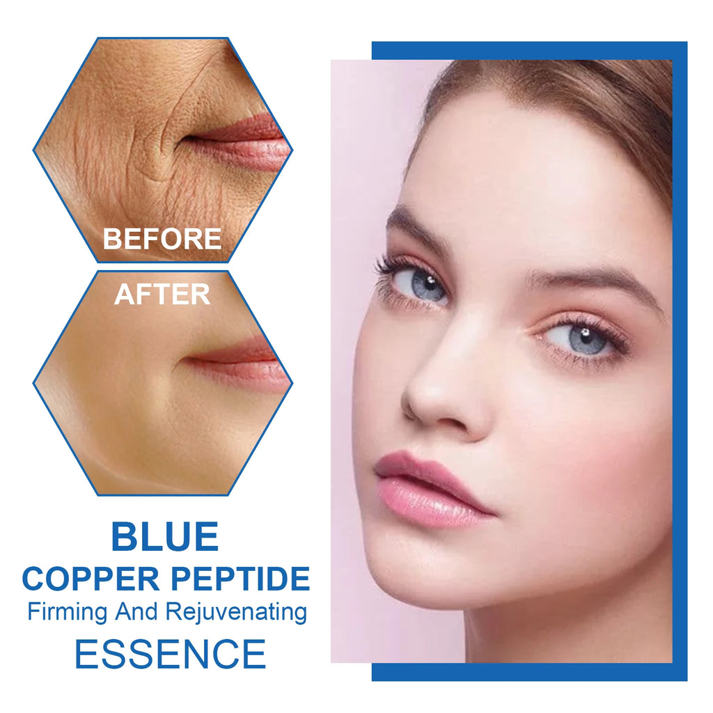 Blue Copper Peptide Firming Essence Skin Tightening Rejuvenating Hydrating Firming Face Serum Improves Texture Fast Absorbing Zpaxo