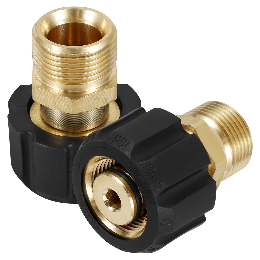 Pressure Washer Hose 5000PSI Sturdy Metal Pressure Washer Adapter Brass M22 15mm Female to M22 14mm Male Connect Fitting 2Pcs Zpaxo