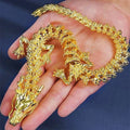 3D Alloy Golden Dragon Statue Articulated Figurine Home Desktop