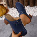 Women Slippers 2026 Chunky Heels Platform Sandals Summer Retro Round Zpaxo Blue 38