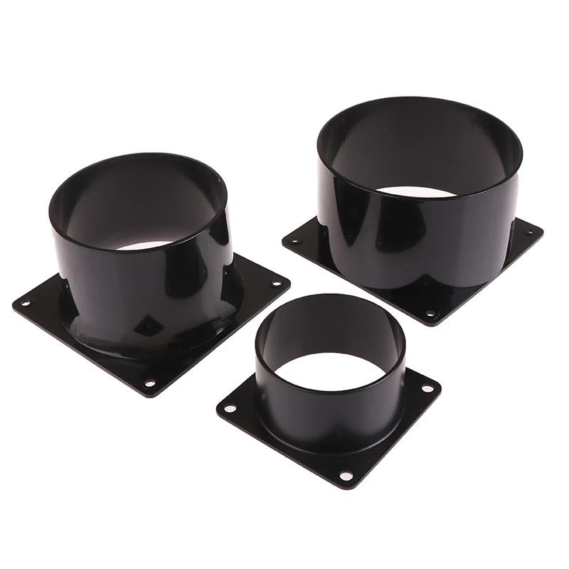 Black Square Flange Connector 75–150mm | ABS Plastic Duct Fitting