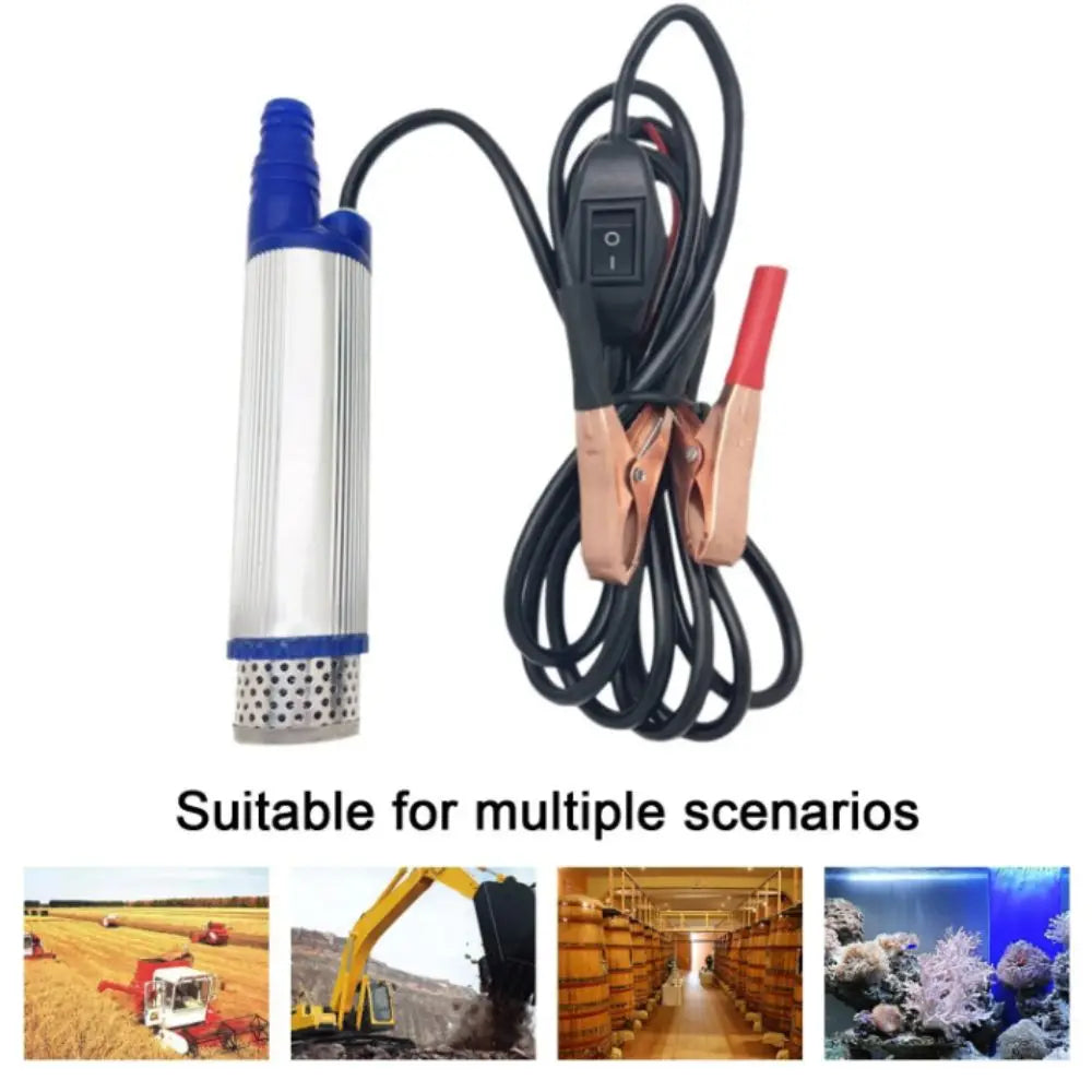 12V 24V Electric Car Pump 38mm Mini Electric Submersible Pump Portable Design 35L/min Portable Mini Pump Outdoor Activities Zpaxo