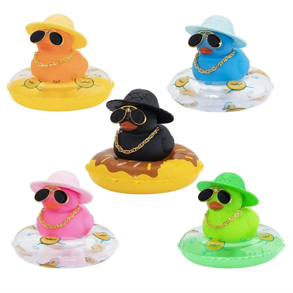 Hat Duck Car Decor Squeak Ducks Swim Ring Glasses Dashboard Bicycle Zpaxo