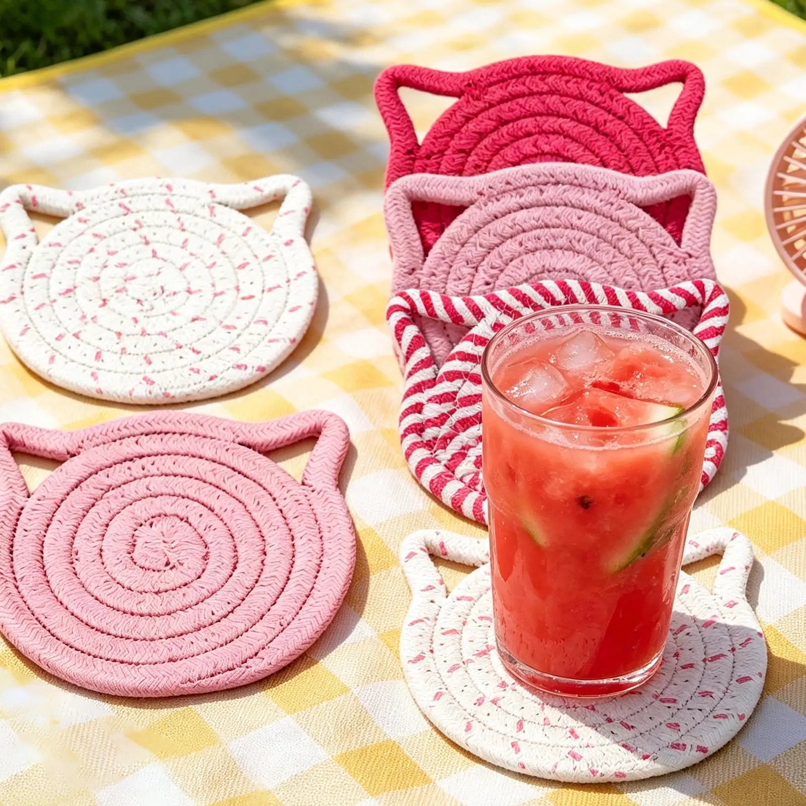 Drink Coasters 6 Cotton Absorbent Holder Coffee Cup Table Kitchen
