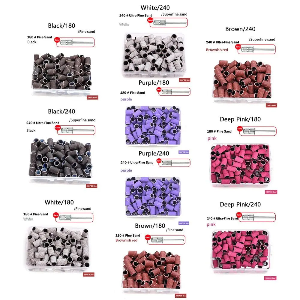 Electric Manicure 180 240 Nail Sanding Cap Bearing Sleeve Box Drill Zpaxo