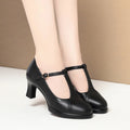 One-line Button Single Shoes Women Summer Thick Heel Model Catwalk Zpaxo HC953 Black 6cm 37 China Mainland