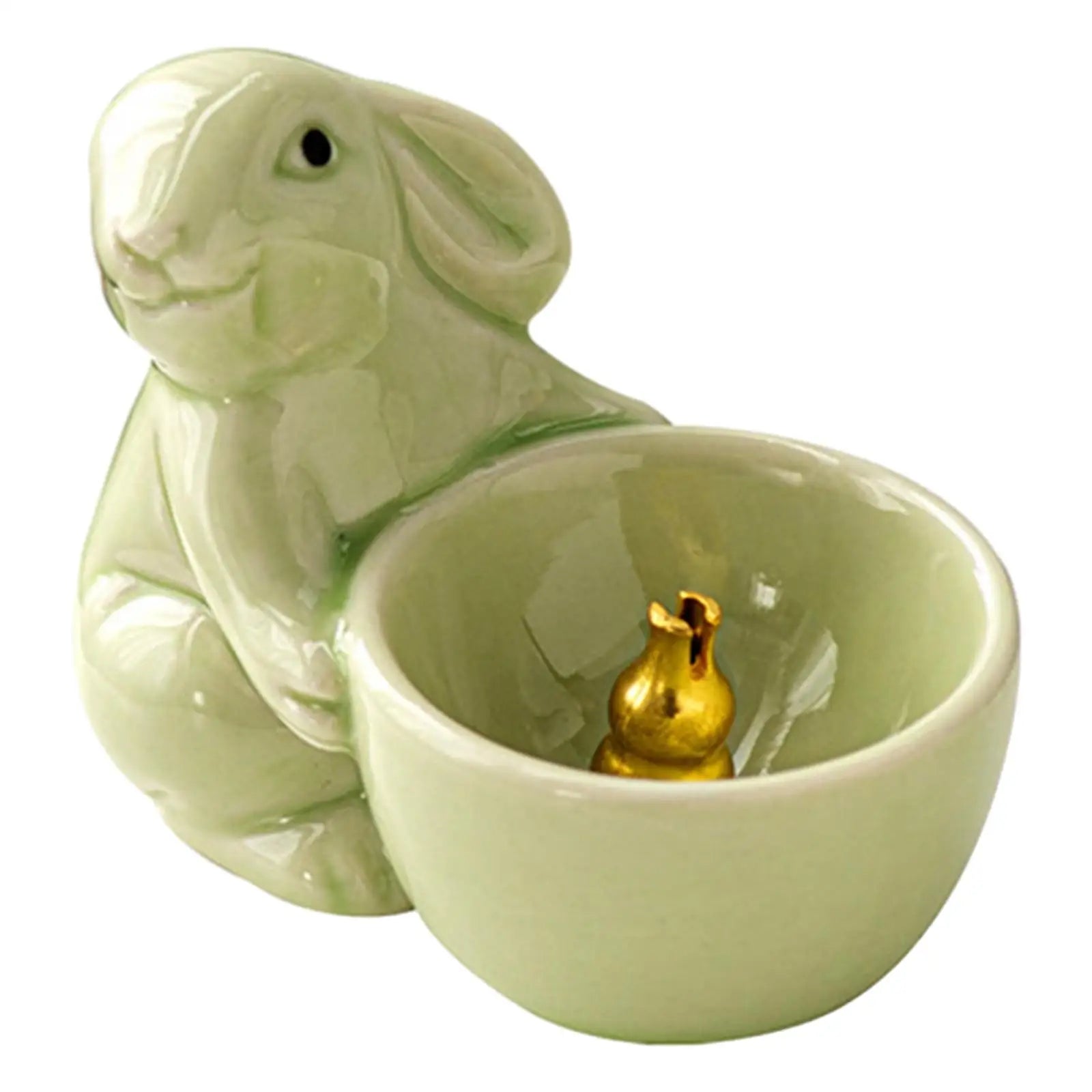 Cute Rabbit Incense Holder New Year Gift Ceramic Aroma Ornaments Incense Burner for Yoga Cabinet Living Room SPA Tea Table Zpaxo green