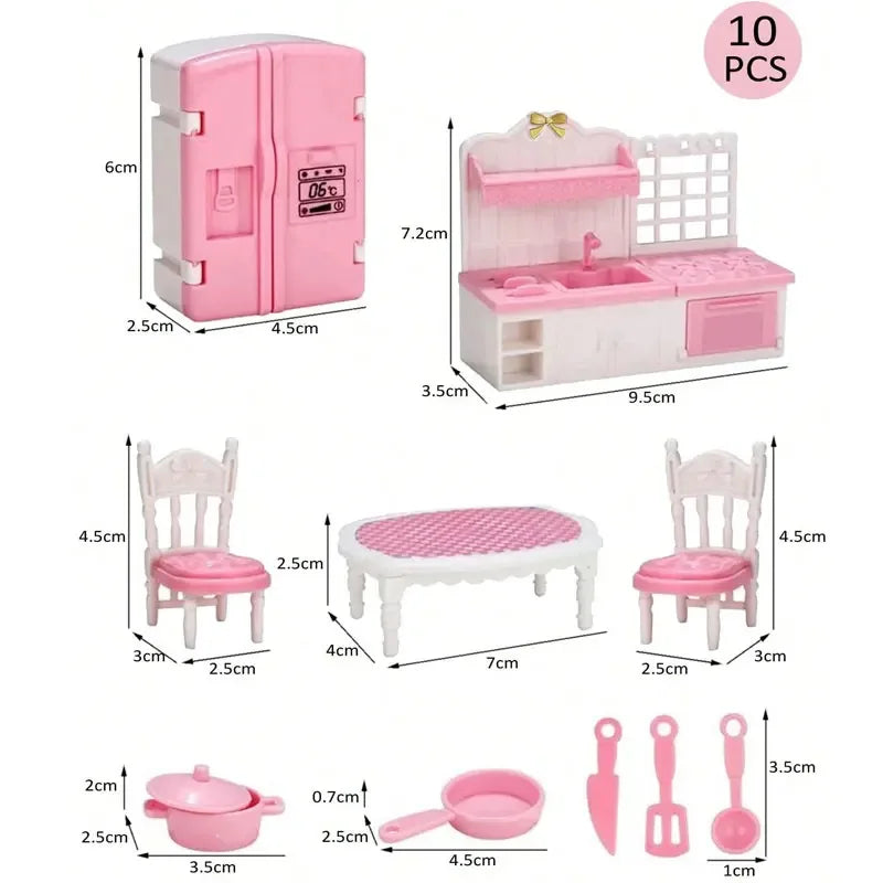 Children's Mini Doll House Accessories Pretend Play Toys Family Scene
