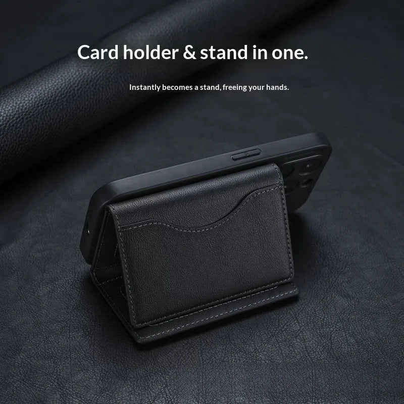 PU Leather Card Holder Both Wallet Multi-card Storage Phone Back