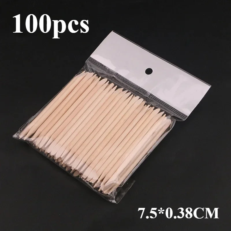 50/100/200/300pc/Set for Nail Different Sizes Orange Wood Sticks Cuticle Pusher Cuticle Remove Tool Manicure Pedicure Care nails Zpaxo 7.5CM 100pcs
