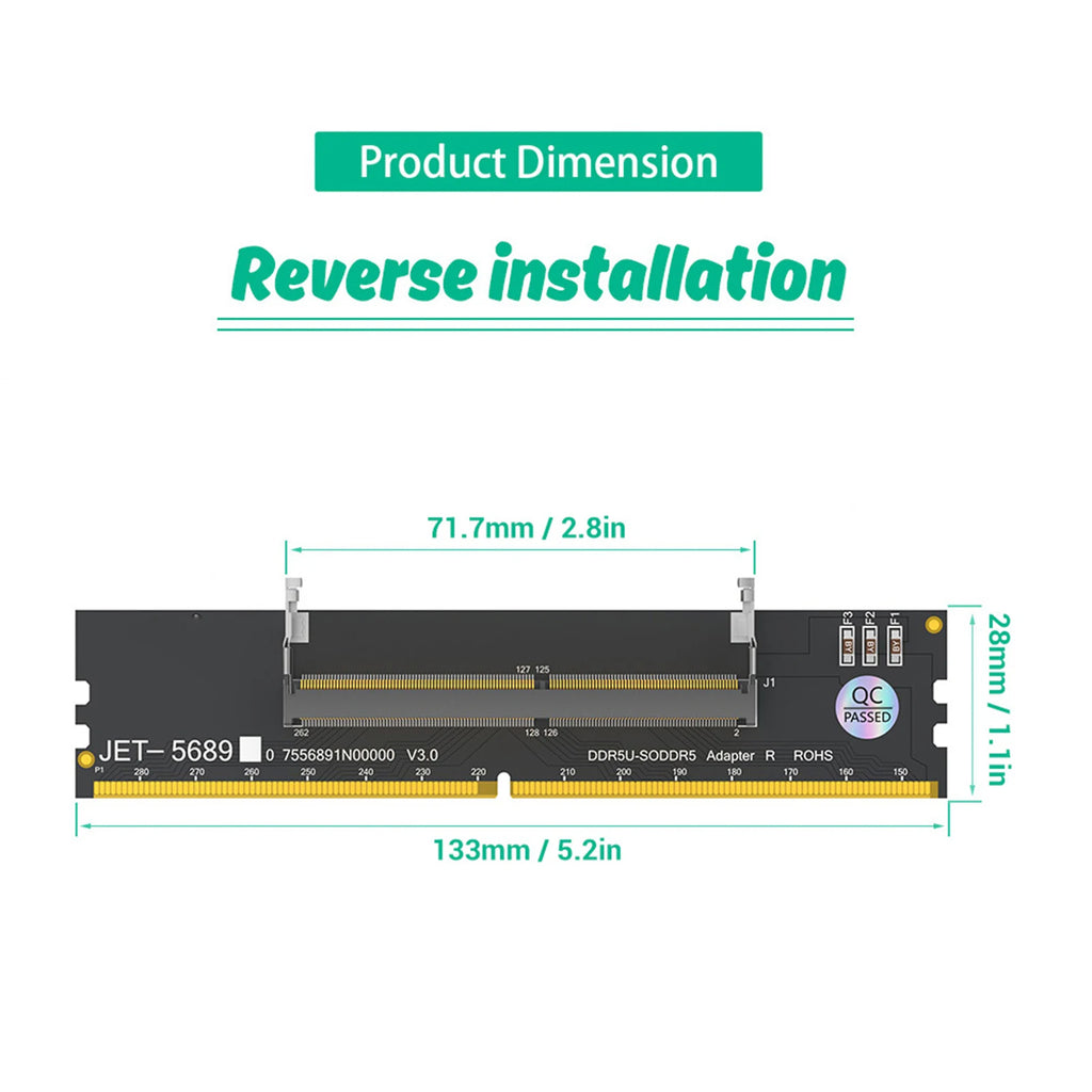 DDR5 U-DIMM SO RVS Adapter Card Laptop Desktop Memory Converter