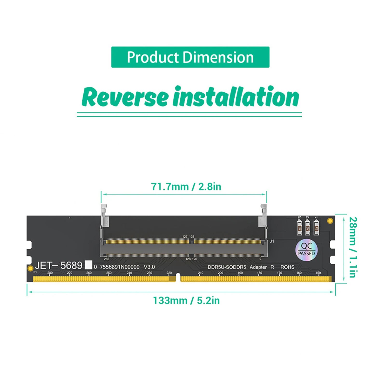 DDR5 U-DIMM SO RVS Adapter Card Laptop Desktop Memory Converter