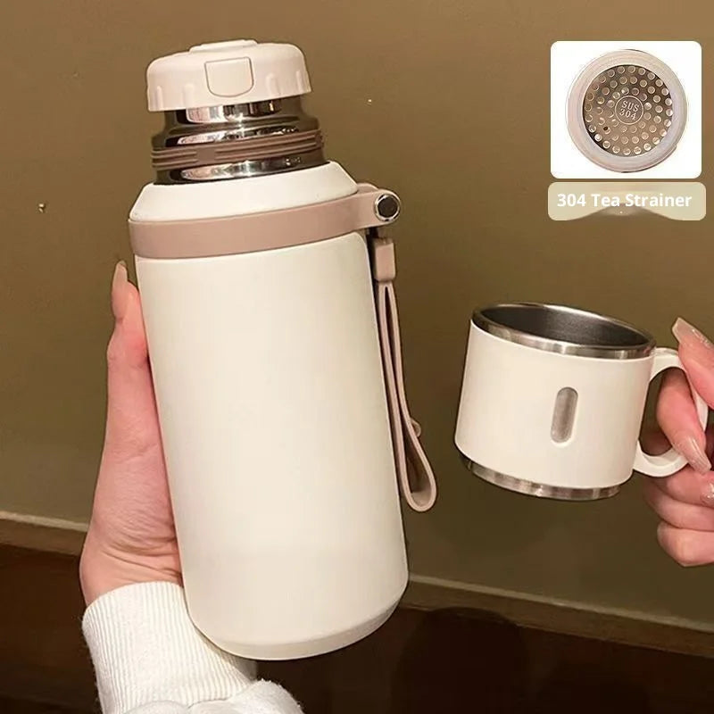 Thermos Cup Female High-value Appearance Water Cup New Style 316 Stainless Steel Male Middle School Students Special Tea Cup Zpaxo White 600ml