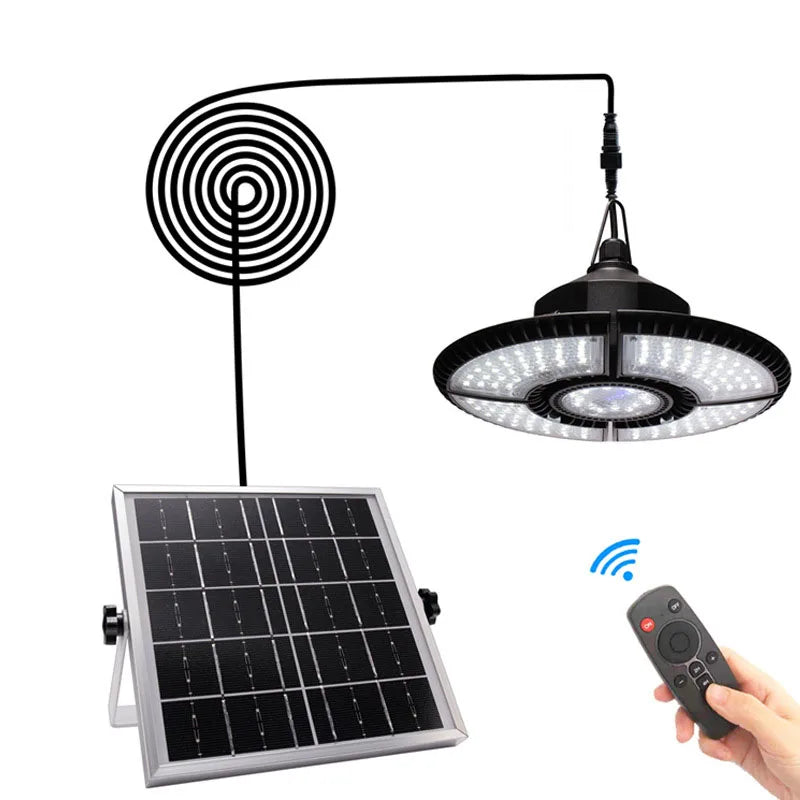 Dimmable 1000LM Solar Panel Shed Light Double Head LED Solar Chandelier Pendant Lamp for Garage Gazebo Indoor Lighting Zpaxo Single-136LED White-6000K China Mainland