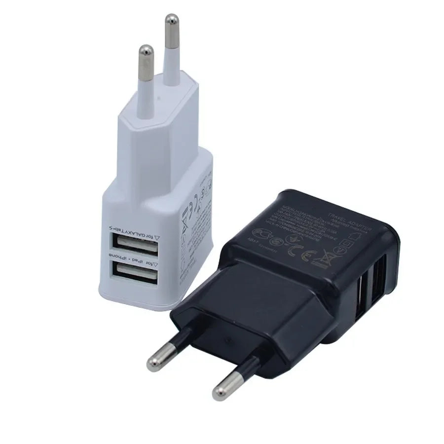 Universal EU Plug 5V Dual USB Charger for iPhone Samsung Xiaomi Huawei - Mobile Phone Travel Power Adapter Zpaxo
