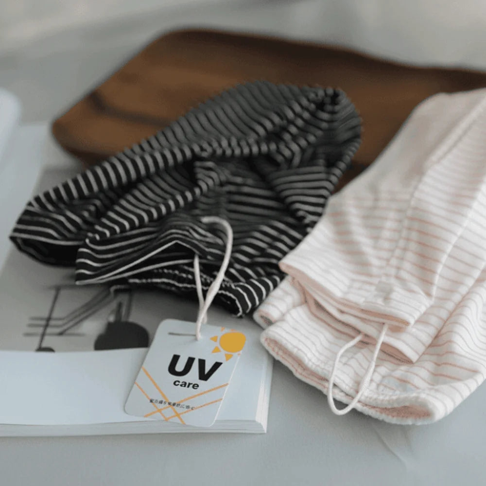 1 Pair Retro Sun Protection Sleeves Striped Design UV Protection Ice Silk Sleeves Japanese Style Breathable UV Resistant Sleeves Zpaxo