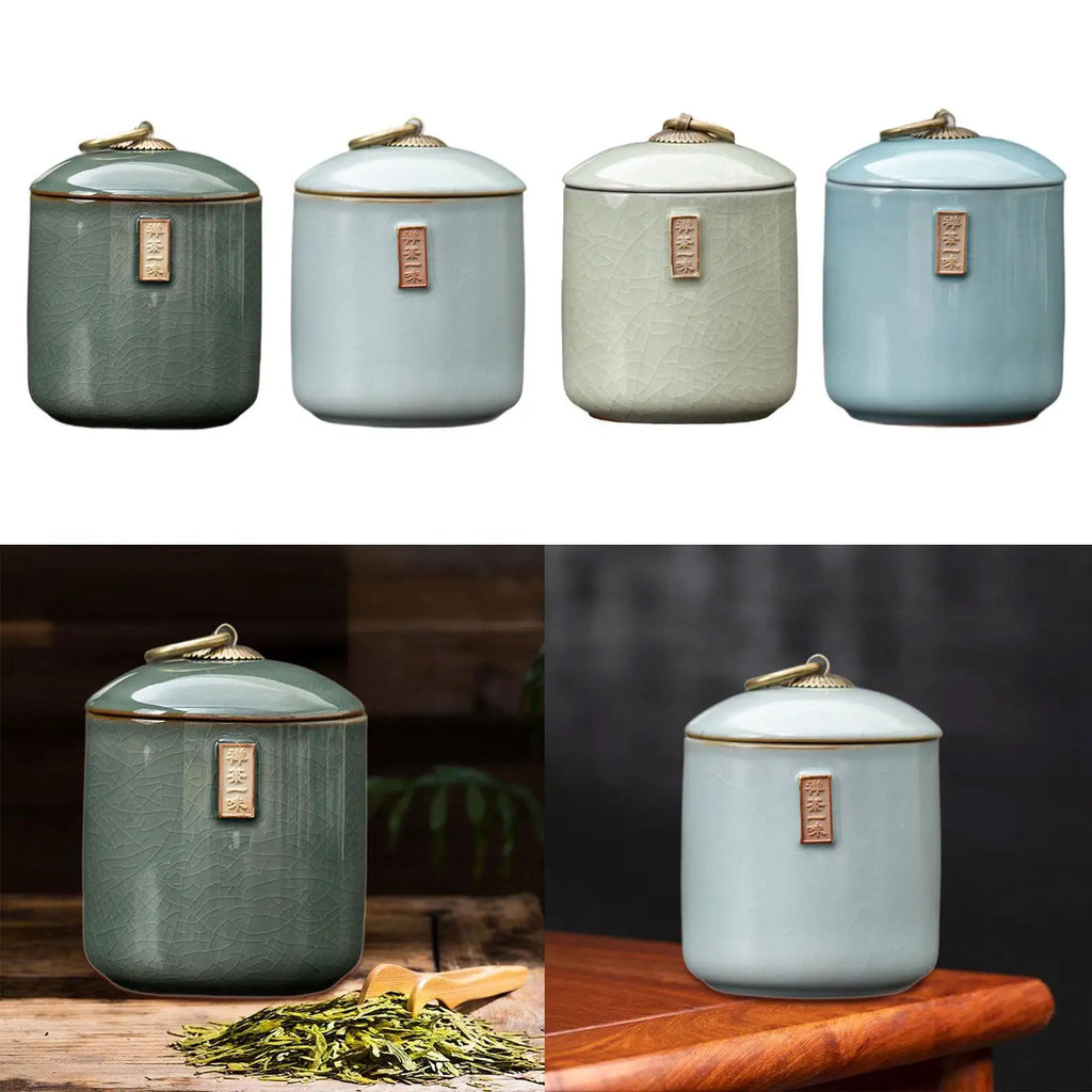 Ceramic Airtight Tea Canister – Dry Food & Coffee Storage Jar Ceramic Storage Canister Zpaxo