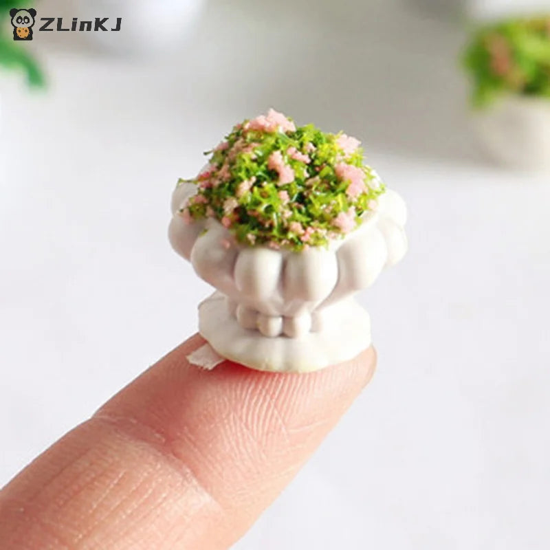▶2Pcs 1:12 Dollhouse Mini Green Plant Bonsai Flower Pots Furniture Accessories Zpaxo