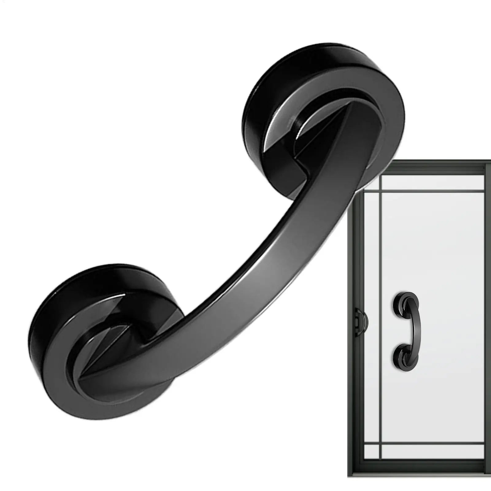Suction Cup Shower Handle Glass Door No Drilling Grip Wand Push Pull