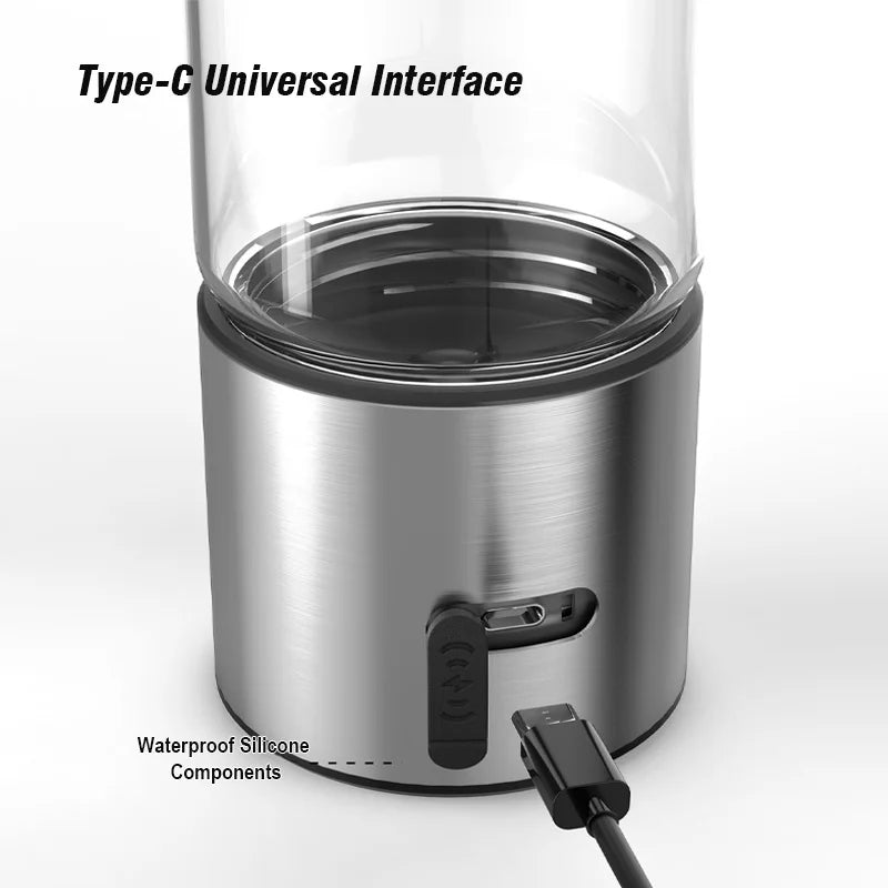 Portable Hydrogen Water Generator Bottle, SPE+PEM Dual Chamber Ionizer, Electrolytic Hydrogen Water Cup with PPB & Time Display Zpaxo