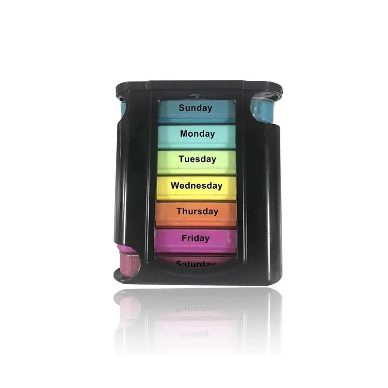 Portable 7 Days Medicine Medical Pill Box 28 Grids Weekly Case