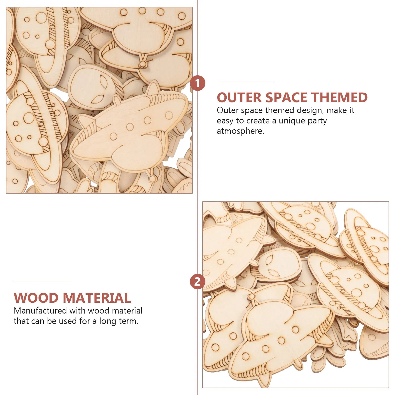 DIY Unfinished Wooden Outer Space Theme Chips Creative Paintable