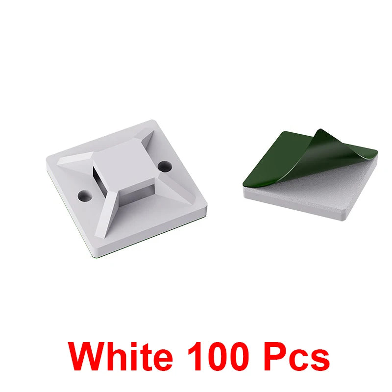 100Pcs Zip Tie Mounts Wire Clamp Cable Organizer Holder Self-adhesive Fixed Wire Clip For Desktop Car Office Holder Accessories Zpaxo White 100pcs