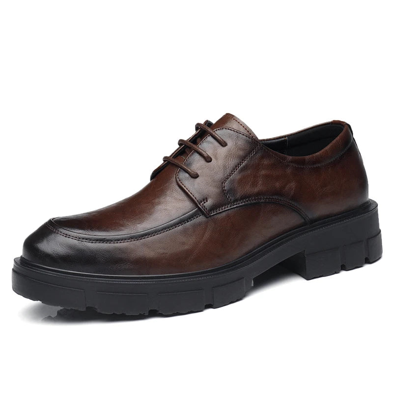Height Increasing Hand Grained Pattern Formal Business Low Lace Up Zpaxo