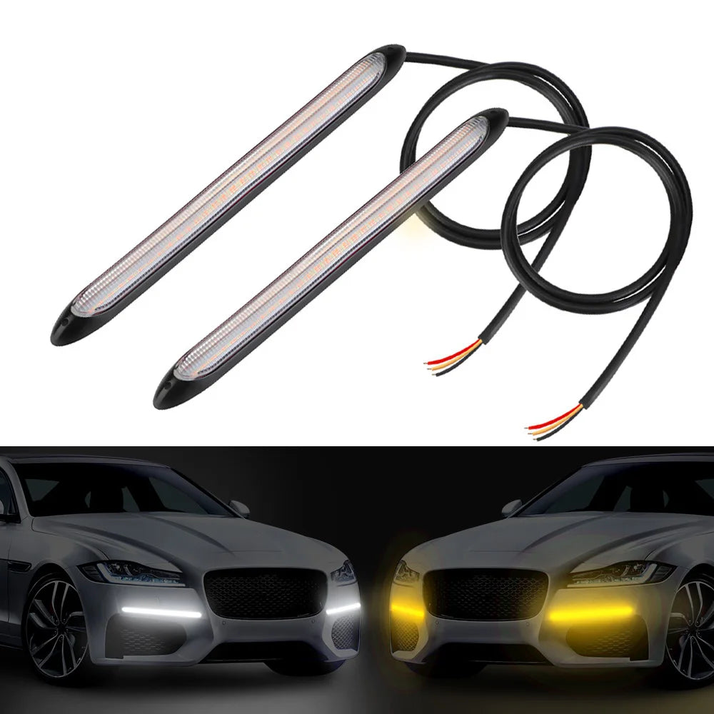 Car DRL Daytime Running Light Streamer Flow Day Auto Headlight