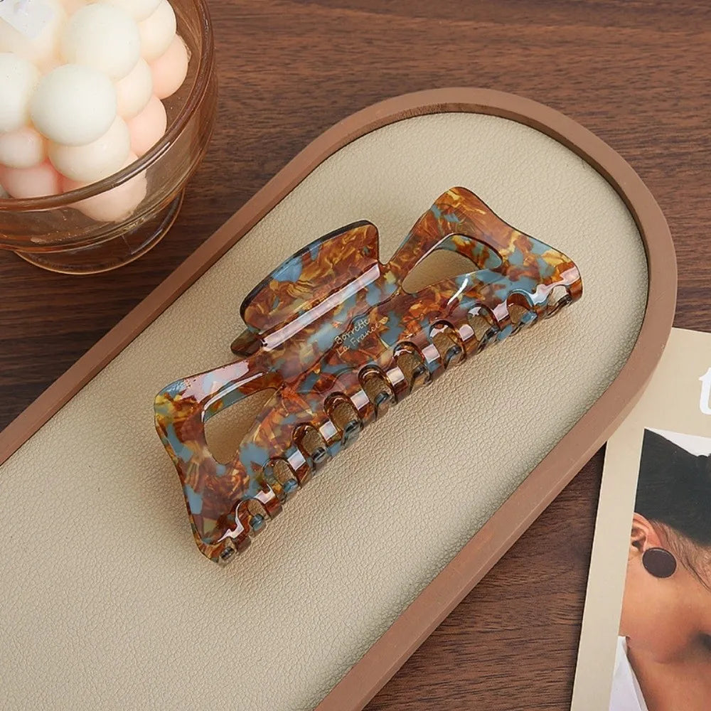 Retro Imitation Acetate Large Size Hair Clip Solid Vintage Matte Strong Hold French Style Bun Hair Clip Elegant Shark Clip Zpaxo C