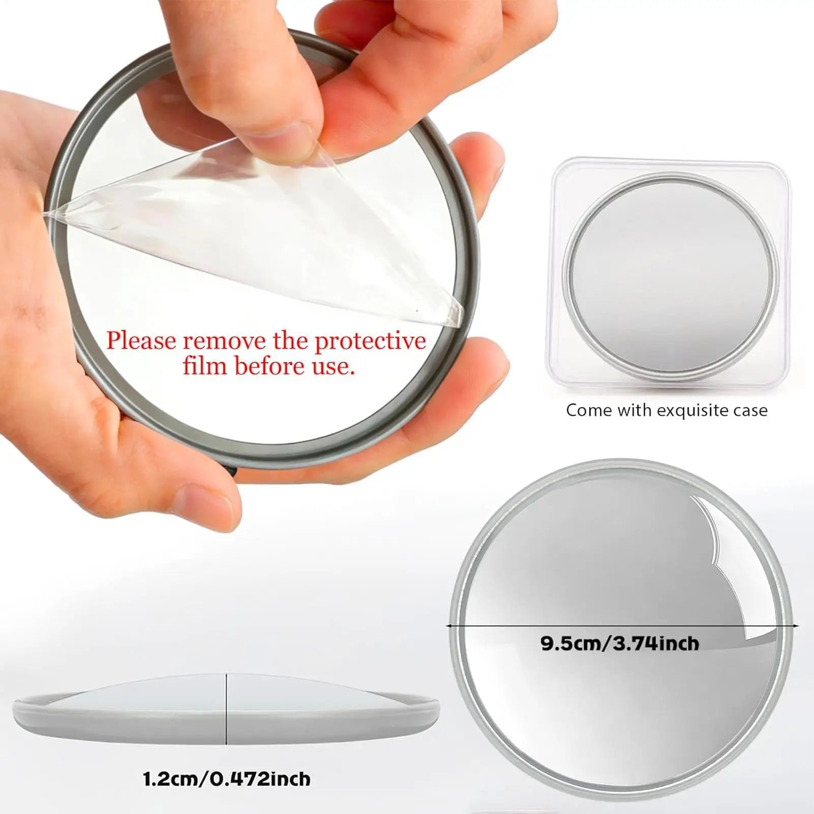 Mini Convex Travel Mirror – Wide-Angle Selfie Viewfinder 9.5cm Convex Travel Mirror Zpaxo